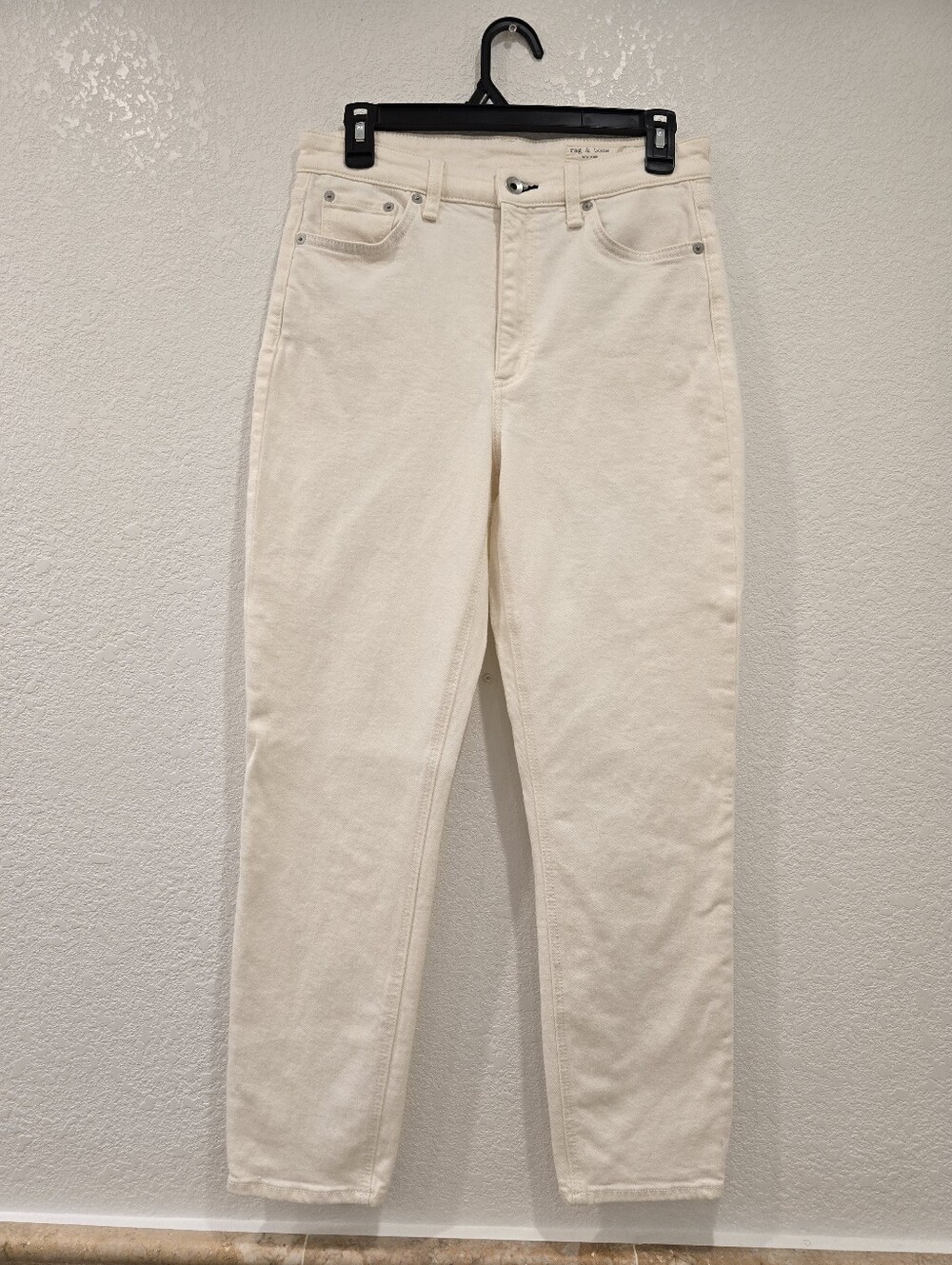 RAG & BONE Nina High-Rise Ankle Cigarette Jeans In Ecru 28 - Picture 3 of 9